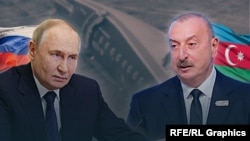 Колаж на президентите на Русия и Азербайджан Владимир Путин и Илхам Алиев.