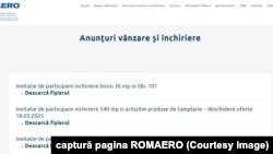 Anunțuri recente publicate pe pagina proprie arată că ROMAERO închiriază mai multe spații.