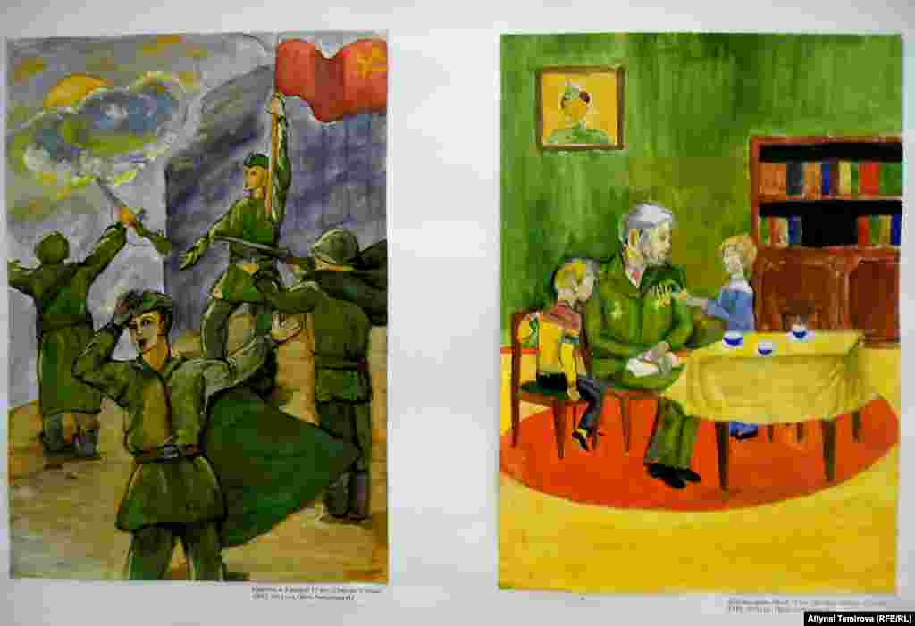 "Жеңиш" - Канатбек кызы Каныкей, 12 жашта. "Согуш ардагери" - Айдай Абдыжапарова, 13 жашта.&nbsp;