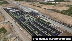 The Aghdam railway and bus station complex during its opening in May 2025.