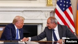 ԱՄՆ նախագահ Դոնալդ Թրամփը և ՀՀ վարչապետ Նիկոլ Փաշինյանը, Սպիտակ տուն, Վաշինգտոն, ԱՄՆ, 8-ը օգոստոսի, 2025թ.