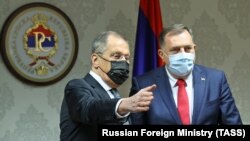 Ruski šef diplomatije Sergej Lavrov i predsjedavajući Predsjedništva BiH Milorad Dodik u Istočnom Sarajevu (14. decembar)