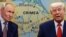 Президент Росії Володимир Путін і президент США Дональд Трамп на тлі мапи анексованого Криму. Колаж