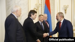 Armenia/OSCE - Prime Minister Nikol Pashinian (R) meets with OSCE Minsk Group Co-Chairs, Yerevan,15Oct,2019