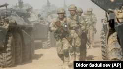 Тажикстан. Ооганстанга жакын  "Харб-Майдон" жана "Момирак" деген аскердик полигондордо машыгып жаткан тажик аскерлери. 