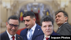 Colaj alegeri prezidentiale 2025 - de la stânga la dreapta Victor Ponta, George Simion, Nicușor Dan, Crin Antonescu. Banii pentru campania electorală din 2024 au fost decontați din Fondul de Rezerbă Bugetară în baza unei OUG date de guvernul Ciolacu, în decembrie. 