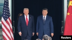 US President Donald Trump meets with Chinese leader Xi Jinping on the sidelines of the APEC summit in Busan, South Korea on October 30. 