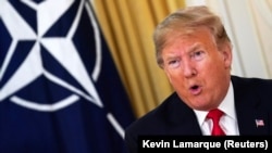 Donald Trump la o întâlnire NATO de la Londra, din 2019, în timpul primului lui mandat de președinte. 