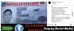 Кыргызстандагы аласа-бересе боюнча маалыматтар жарыяланып турган Dolg.kg баракчасы.