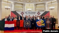 Delegates at the founding conference of an “international league of anti-globalists" called Paladins in St. Petersburg, Russia