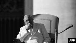 Papa Francisc în timpul audienței sale generale din Piața Sfântul Petru, decembrie 2013, anul în care a fost ales capul Bisericii Catolice.