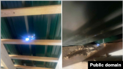 Armenia- Photographs released by the Armenian Defense Ministry show bullet holes on the roof of a house in the border village of Nerkin Hand, June 20, 2025.