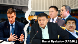 "Центерра Голд" компаниясынын президенти Скотт Перри жана Кыргызстандын делегациясынын мүчөлөрү Акылбек Жапаров, Камчыбек Ташиев, Курманкул Зулушев, Тенгиз Бөлтүрүк. "Азаттыктын" коллажы.