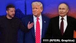 Володимир Зеленський, Дональд Трамп і Володимир Путін (зліва направо). Колаж