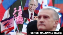 Російський глава Криму Сергій Аксьонов на заході, присвяченому сьомій річниці анексії Криму Росією. Сімферополь, 18 березня 2021 року. Архівне фото