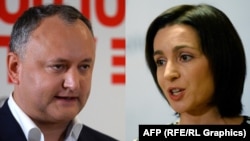 Pro-Russia candidate Igor Dodon (left) and pro-EU reformist Maia Sandu (right) will most likely face each other in a presidential runoff vote on November 13. 