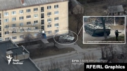 БМД-4, з якою постійно пересувається сержант ЗС РФ Борзунов, стоїть поруч із будинком, в якому вбили цивільного бучанця Євгена Петрашенка. Ранок 5 березня 2022 року. Буча, вулиця Яблунська.