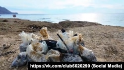 Собранный волонтерами на побережье Судака мазут с российских танкеров, потерпевших крушение в Керченском проливе 15 декабря 2024 года, январь 2025 года