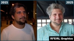 Mark Kekesi pe 29 august 2015 la gara Szeged și într-o fotografie recentă.