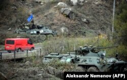 რუსი სამშვიდოებოების ტექნიკა ქალაქ შუშასთან, 12 ნოემბერი, 2020 წელი