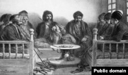 Крымдык армяндар жана татарлар кофе ичип отурушат. Огюст Раффэ тарткан сүрөт.