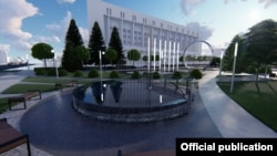 Эскиз сквера, который планируется построить на месте бывшего здания Генпрокуратуры.