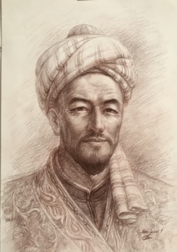 Махмуд Кашгари Барскани (11-кылым). Сүрөтчү И.Бакировдун эмгеги. 2020.