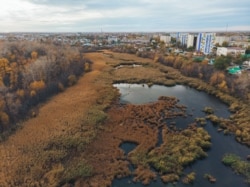 The old riverbed of the Ural River in Uralsk in October