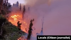 د کونړ په ځنګولو کې د لګیدلې اور دا تصویرونه ځايي خلکو ازادي راډیو ته استولي دي.