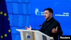 ვოლოდიმირ ზელენსკი ბრიუსელში. 2025 წლის 18 დეკემბერი 