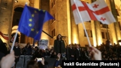 Президент Саломе Зурабишвили на акции протеста в Тбилиси