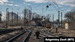  Kihúzó vágányok a Nyugati pályaudvar felé Rákosrendező pályaudvaron 2024. január 3-án
