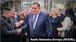 Milorad Dodik az ítélethirdetés után, 2025. február 26-án Banja Lukában