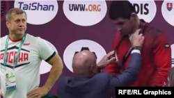 ძამბოლატ თედეევი (მარცხნივ), მიხეილ მამიაშვილი და ჩერმენ ვალიევი