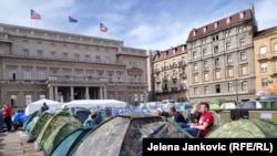 Kamp ispred Skupštine Beograda, 13. marta 2025.