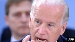 U.S. Vice President Joe Biden speaks to NATO representatives in Brussels.