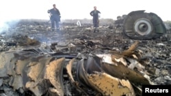 17-июлда Донецк облусуна кулап түшкөн Боинг-777 учагынын калдыктары.   