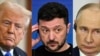 АКШнын президенти Дональд Трамп, Украинанын лидери Владимир Зеленский жана Орусиянын башчысы Владимир Путин. 
