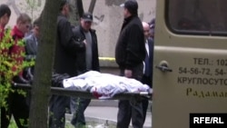 Место убийства Санжара Кадыралиева, Бишкек, 14 апреля 2009 года.