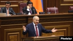 Armenian Prime Minister Nikol Pashinian during a question-and-answer session in parliament, Yerevan, November 12, 2025.