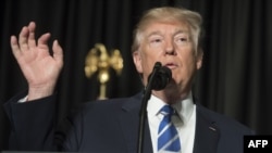 U.S. President Donald Trump speaks at the Major Cities Chiefs Association and Major County Sheriff's Association Winter Meeting in Washington, D.C.,on February 8.
