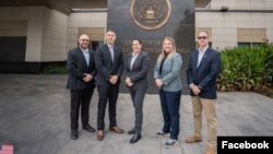 Armenia - Visiting officials from U.S. U.S. Customs and Border Protection are pictured at the U.S. Embassy in Yerevan, October 3, 2025.