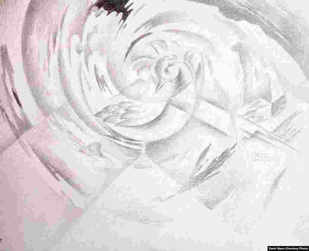 "Таң нуру" аттуу композициясынан.