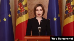 მოლდოვის პრეზიდენტი მაია სანდუ მიმართავს მოლდოველ ამომრჩეველს. 22 სექტემბერი, 2025 წელი