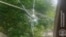 Armenia - A bullet hole on a window of a house in the border village of Khoznavar, May 29, 2025.
