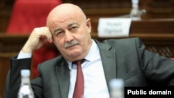 Armenia - Hovik Aghazarian attends a session of the Armenian parliament.