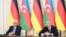 Azerbaijan - Presidents Ilham Aliyev of Azerbaijan and Frank-Walter Steinmeier make statements to the press after talks in Baku, April 2, 2025.