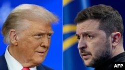 Колаж със снимки на Доналд Тръмп и Володимир Зеленски