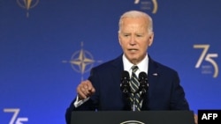 Președintele SUA, Joe Biden, vorbește la evenimentul de celebrare a celei de-a 75-a aniversări a NATO. Washington, 9 iulie 2024.