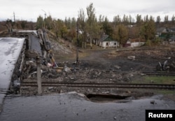 Разрушенный мост в Покровске, 4 ноября 2024 года